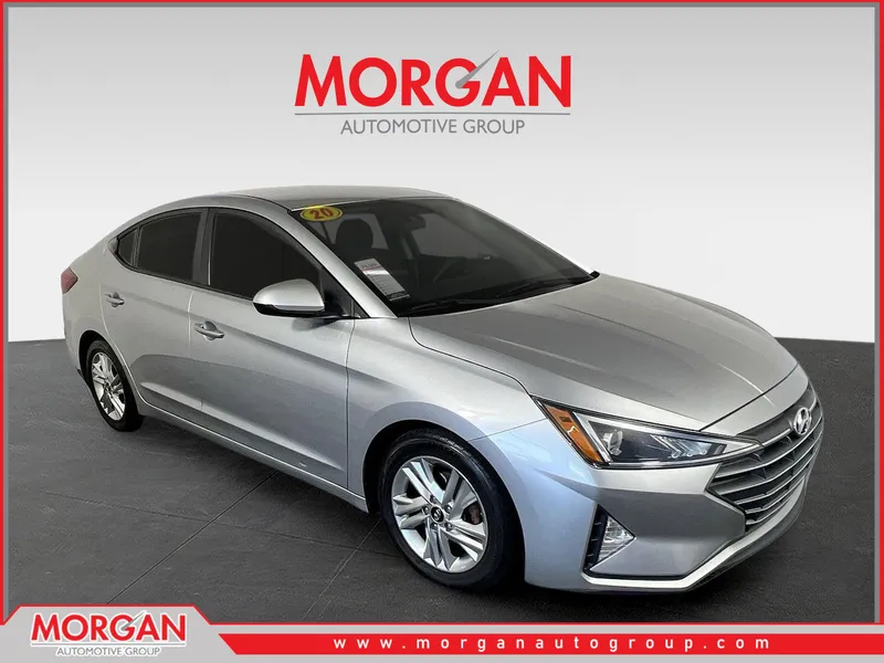 2020 Hyundai Elantra SEL in Stellar Silver — front three-quarter view
