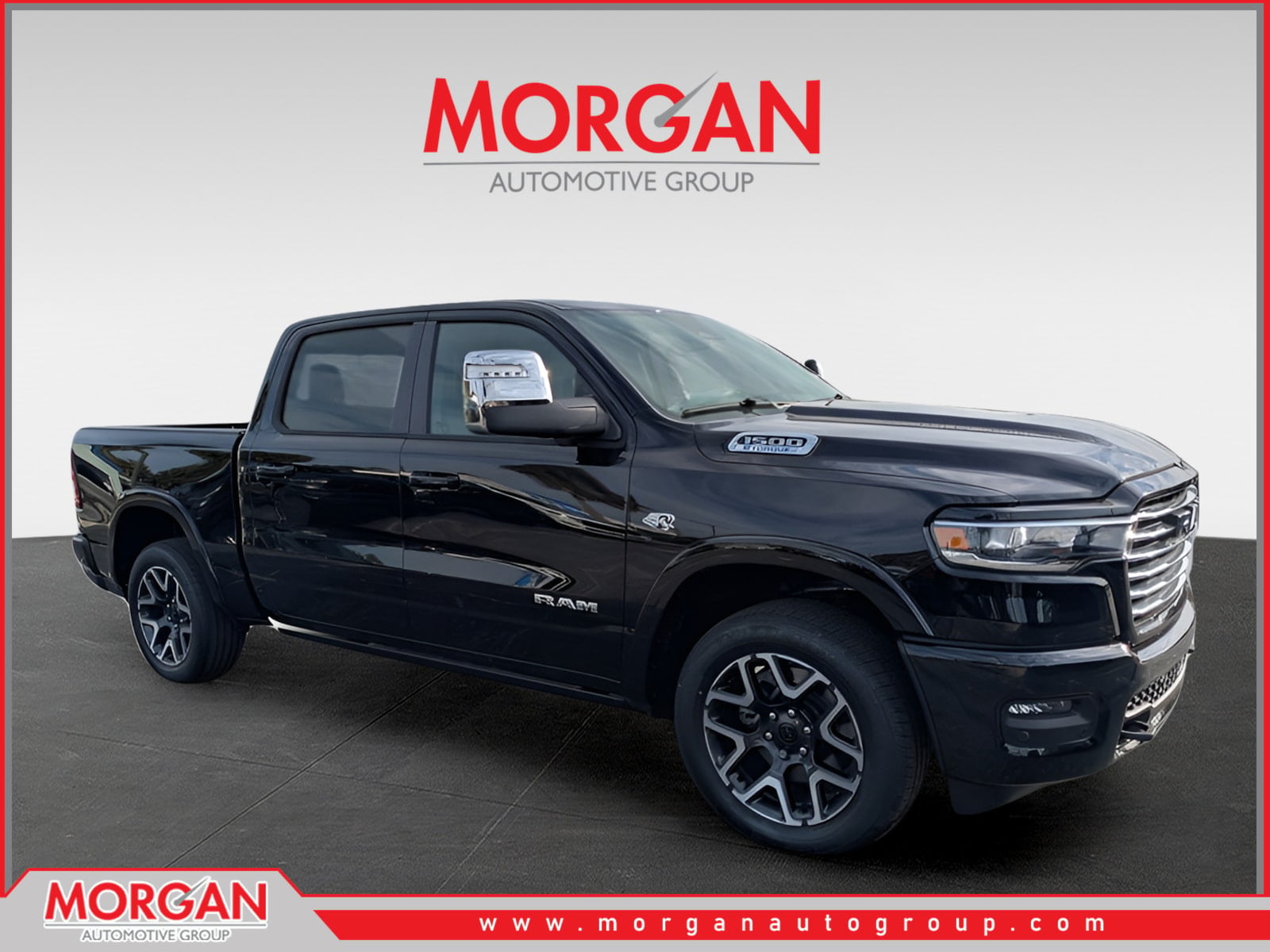 2026 Ram 1500 Laramie in Black — front three-quarter view