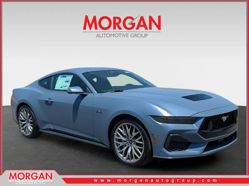 2025 Ford Mustang GT Premium in Blue — front three-quarter view