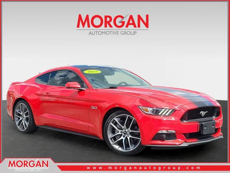 2016 Ford Mustang GT Premium in Race Red — front three-quarter view