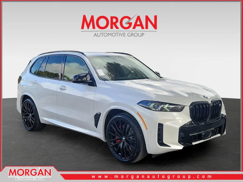 2026 BMW X5 M60i in Mineral White Metallic — front three-quarter view