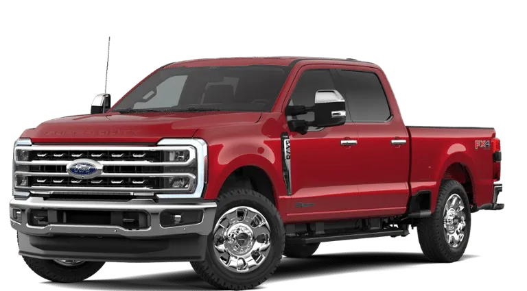 2026 Ford F-250SD Lariat in Ruby Red — front three-quarter view