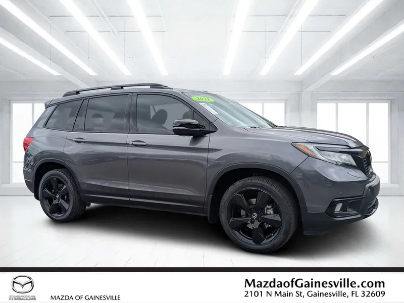 2021 Honda Passport Elite in Gray — front three-quarter view