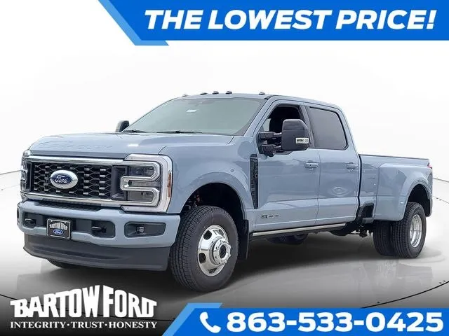2026 Ford F-350SD Platinum DRW in Gray Metallic — front three-quarter view