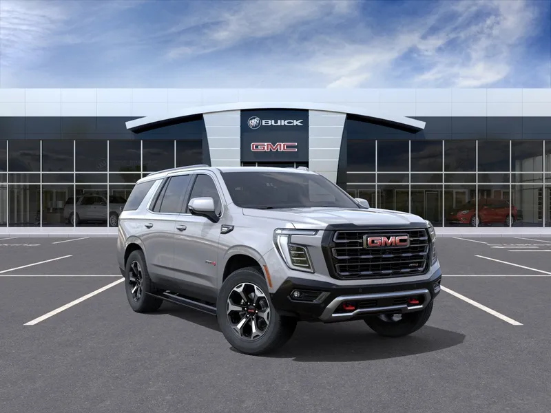 2026 GMC Yukon AT4 Ultimate in Sterling Metallic — front three-quarter view