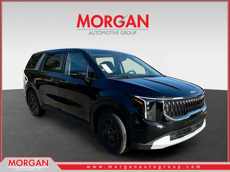 2026 Kia Carnival LXS in Black — front three-quarter view