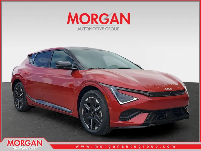 2025 Kia EV6 GT-Line in Runway Red — front three-quarter view