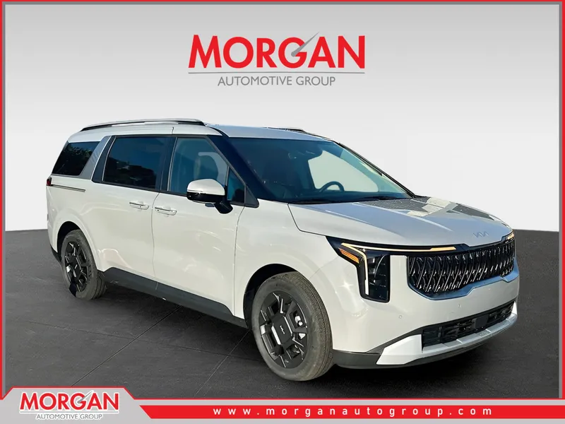 2026 Kia Carnival Hybrid EX in Silver — front three-quarter view
