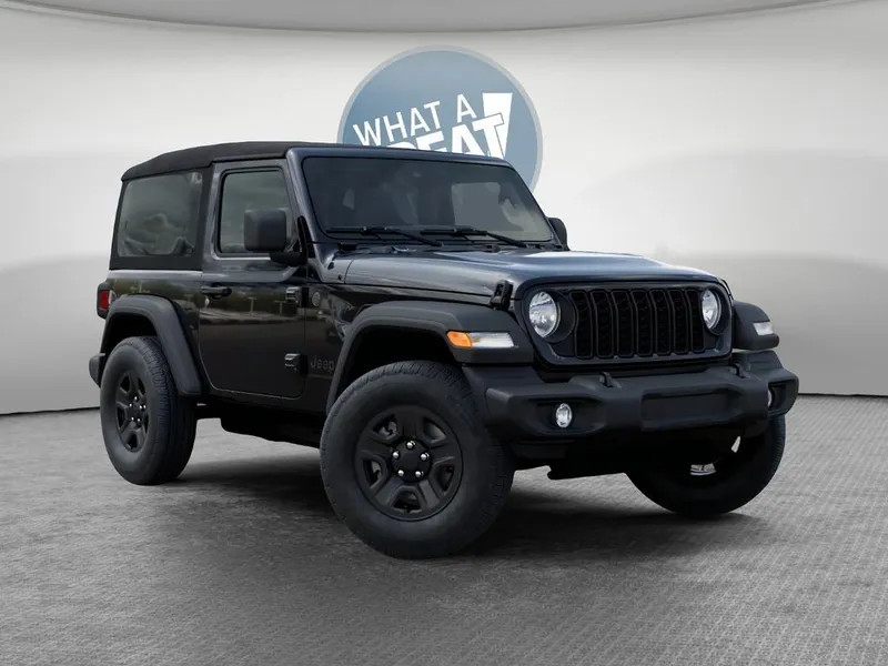 2026 Jeep Wrangler Sport in Black Clear-Coat Exterior Paint — front three-quarter view