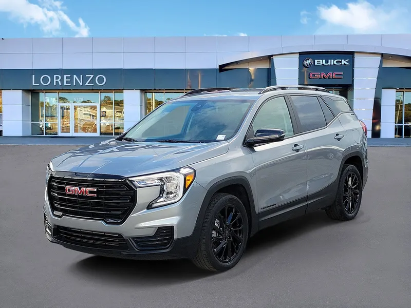 2024 GMC Terrain SLE in Sterling Metallic — front three-quarter view