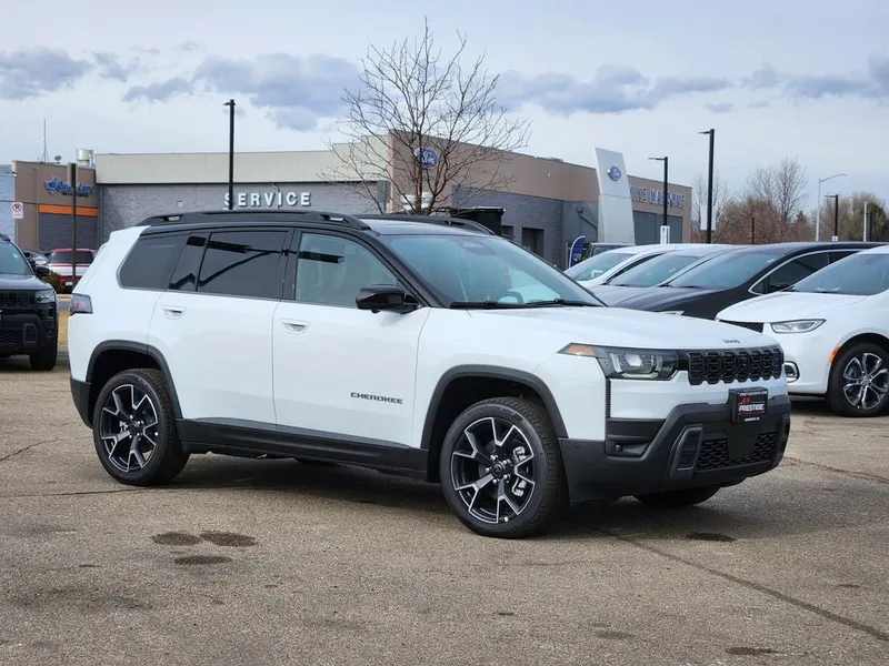 2026 Jeep Cherokee CHEROKEE OVERLAND 4X4 in Bright White Clear-Coat Exterior Paint — front three-quarter view