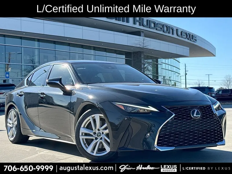 2023 Lexus IS 300 L/CERTIFIED in Caviar — front three-quarter view