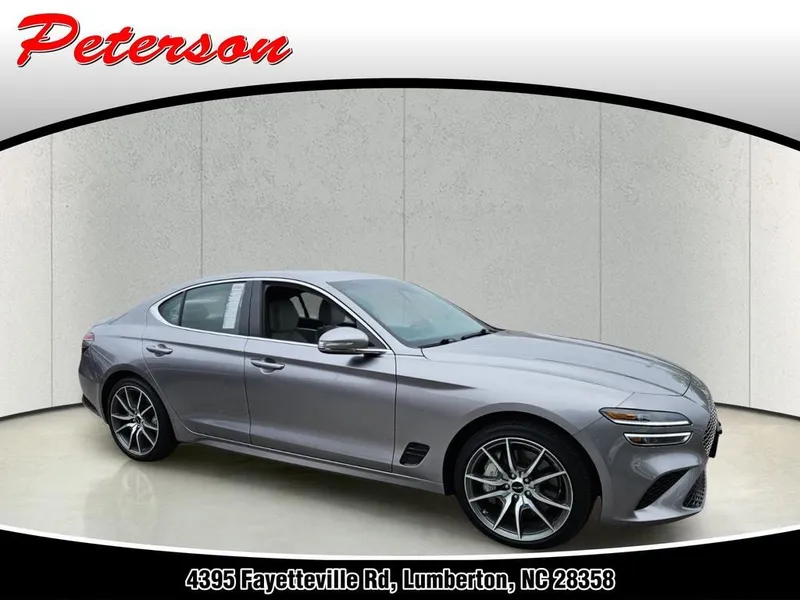 2025 Genesis G70 2.5T AWD in Savile Silver — front three-quarter view