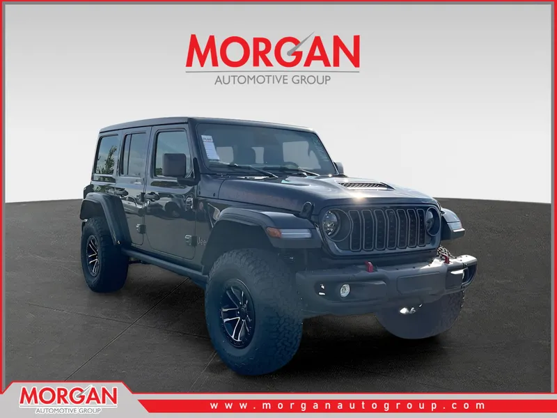 2026 Jeep Wrangler Rubicon X in Black — front three-quarter view