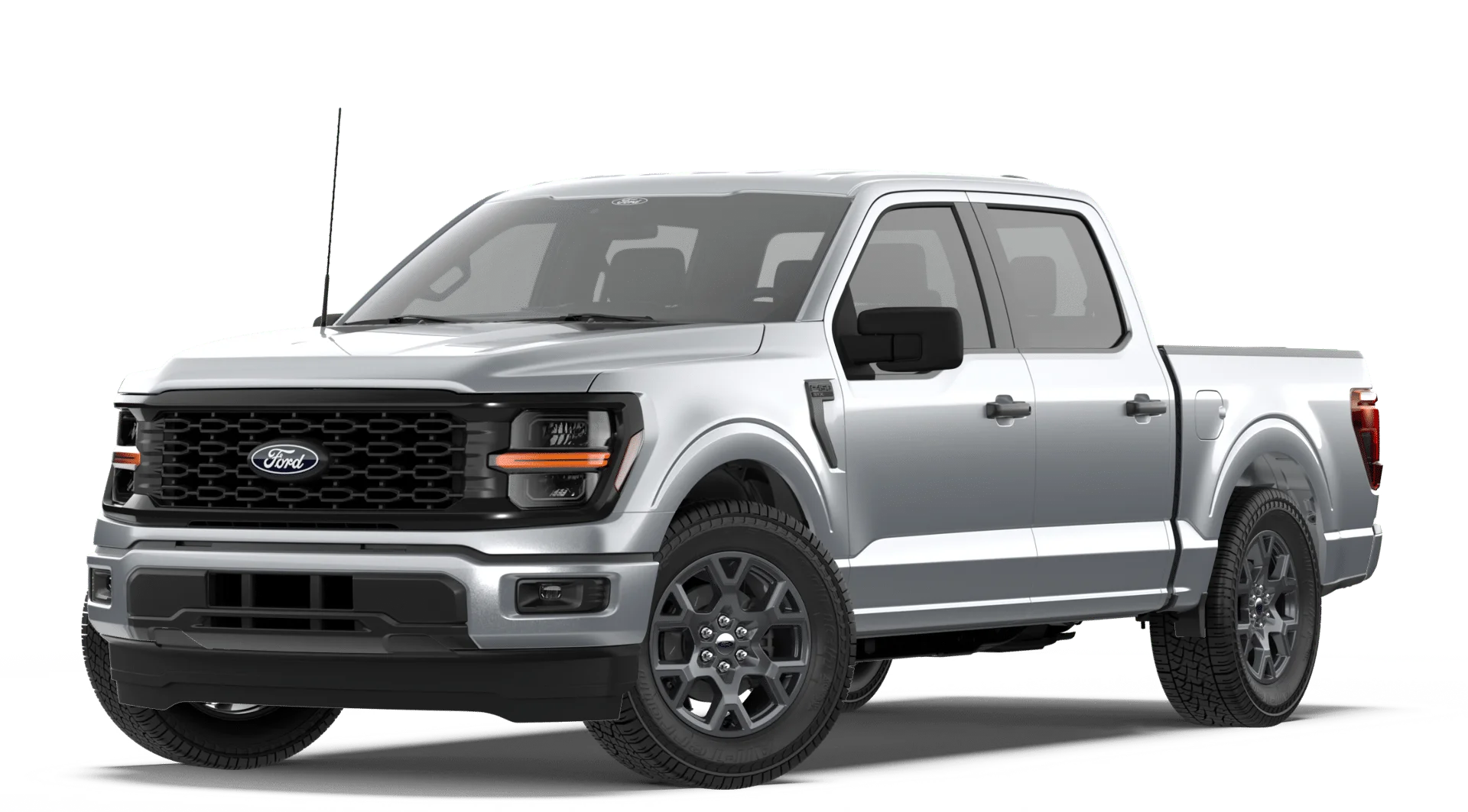 2026 Ford F-150 STX in Iconic Silver Metallic — front three-quarter view