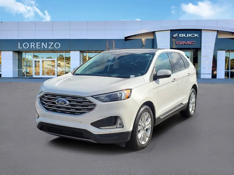 2022 Ford Edge Titanium in White — front three-quarter view