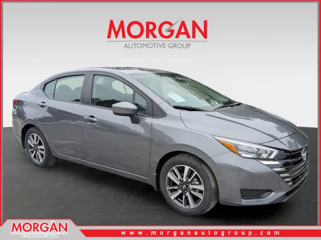 2025 Nissan Versa 1.6 SV in Gray — front three-quarter view