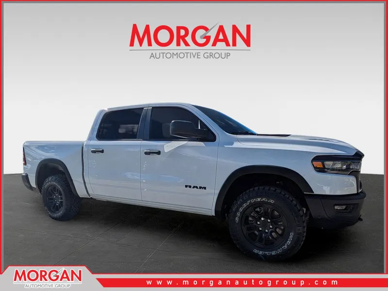 2026 Ram 1500 Rebel in White — front three-quarter view
