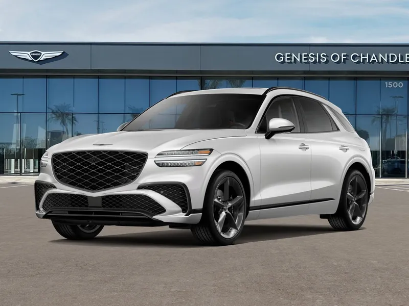 2026 Genesis GV70 2.5T SPORT PRESTIGE in Uyuni White — front three-quarter view