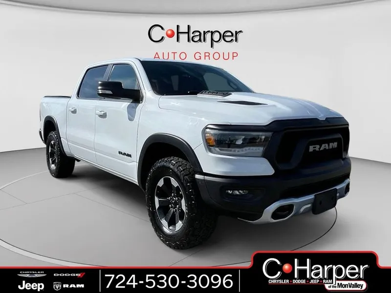 2020 RAM 1500 Rebel in Bright White Clearcoat — front three-quarter view