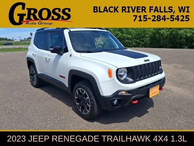 2023 Jeep Renegade Trailhawk in Alpine White Clearcoat — front three-quarter view
