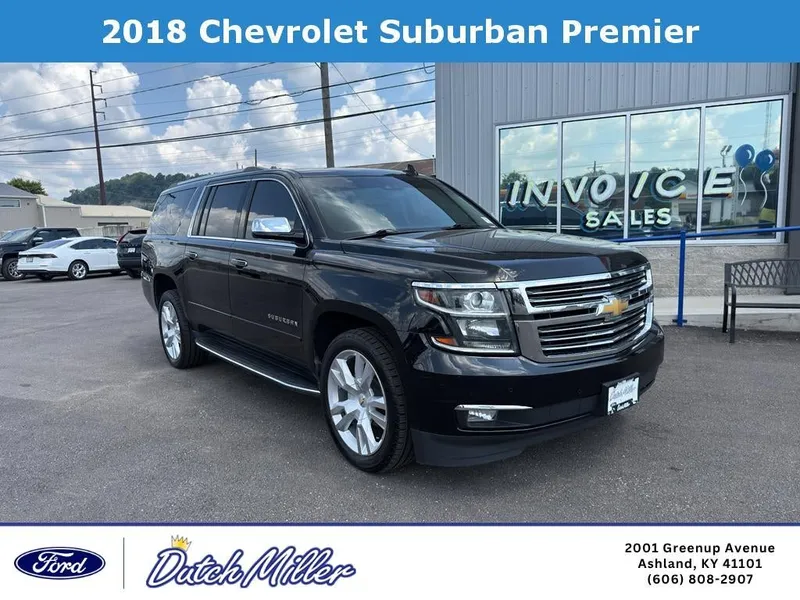 2018 Chevrolet Suburban Premier in Black — front three-quarter view