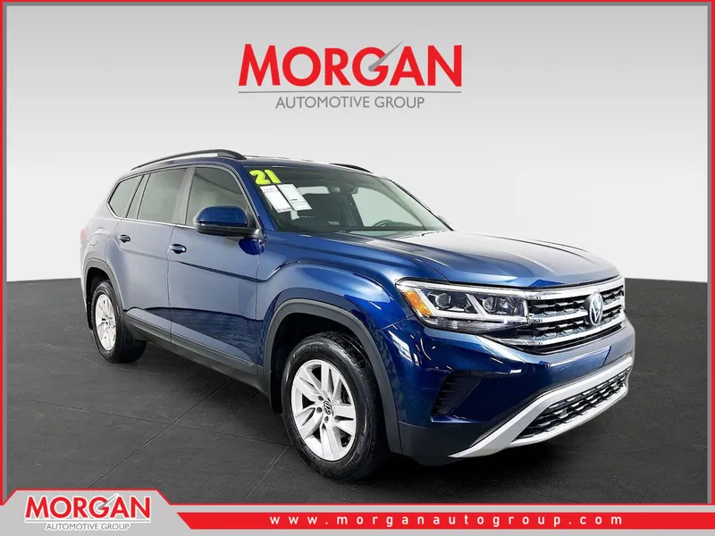 2021 Volkswagen Atlas 2.0T S in Blue — front three-quarter view