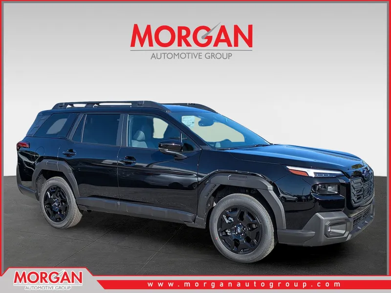 2026 Subaru Outback Limited in Crystal Black Silica — front three-quarter view
