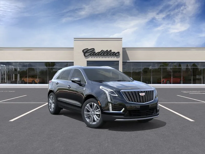 2026 Cadillac XT5 Premium Luxury in Stellar Black Metallic — front three-quarter view