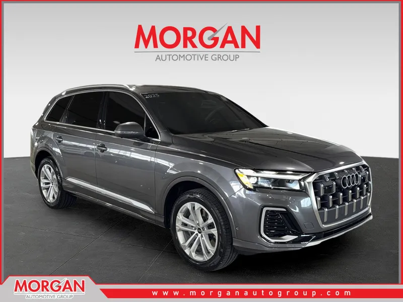 2025 Audi Q7 45 Premium in Gray — front three-quarter view