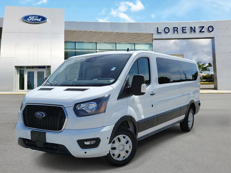 2024 Ford Transit Passenger Wagon XLT in Oxford White — front three-quarter view