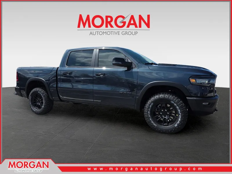 2026 Ram 1500 Rebel in Blue — front three-quarter view