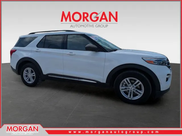 2023 Ford Explorer XLT in Oxford White — front three-quarter view
