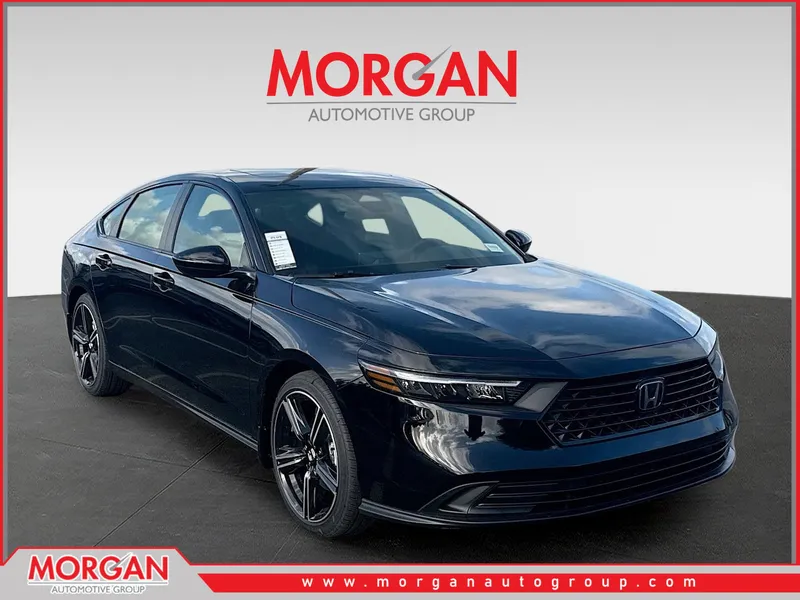 2026 Honda Accord Hybrid Sport in Crystal Black Pearl — front three-quarter view