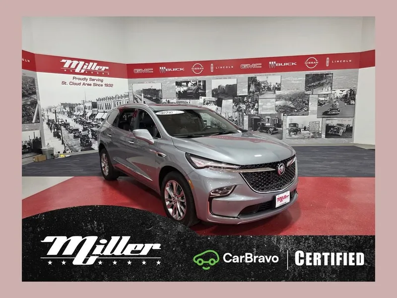 2024 Buick Enclave Avenir CarBravo Certified in Moonstone Gray Metallic — front three-quarter view