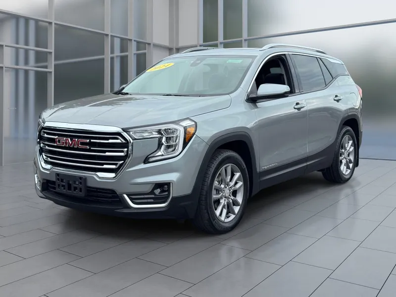 2024 GMC Terrain SLT in Sterling Metallic — front three-quarter view