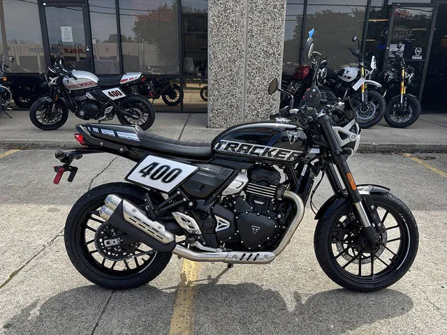 2026 Triumph Tracker 400 Phantom Black — front three-quarter view