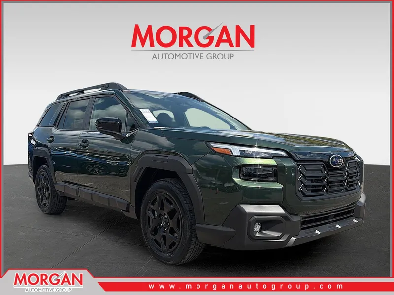2026 Subaru Outback Limited in Deep Emerald Green Pearl — front three-quarter view