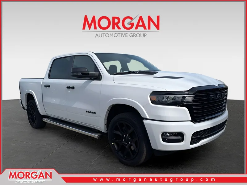 2026 Ram 1500 Laramie in White — front three-quarter view