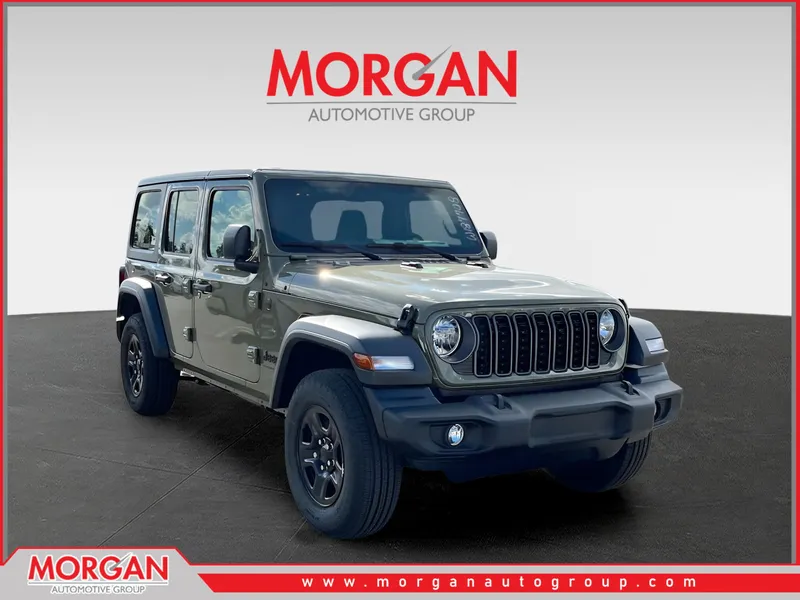 2026 Jeep Wrangler Sport in Green — front three-quarter view