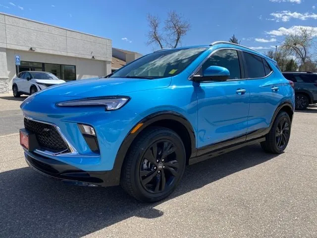 2025 Buick Encore GX Sport Touring in Aquamarine Blue Metallic — front three-quarter view