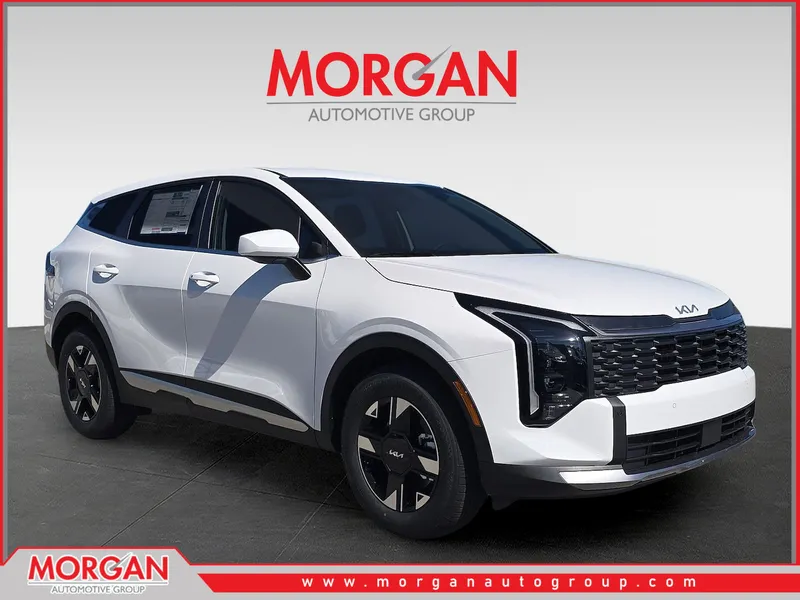 2026 Kia Sportage LX in Glacial White Pearl — front three-quarter view