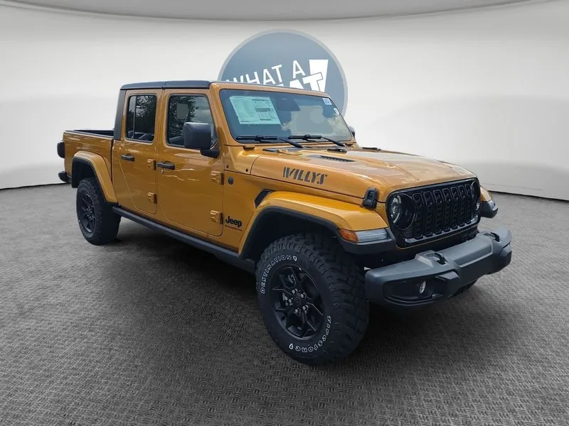 2026 Jeep Gladiator Willys in Goldilocks — front three-quarter view