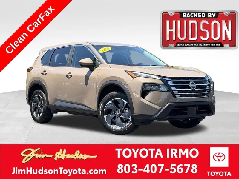 2025 Nissan Rogue SV in Baja Storm Metallic — front three-quarter view