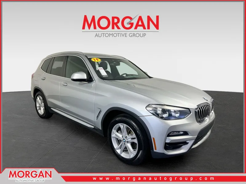 2019 BMW X3 sDrive30i in Glacier Silver Metallic — front three-quarter view