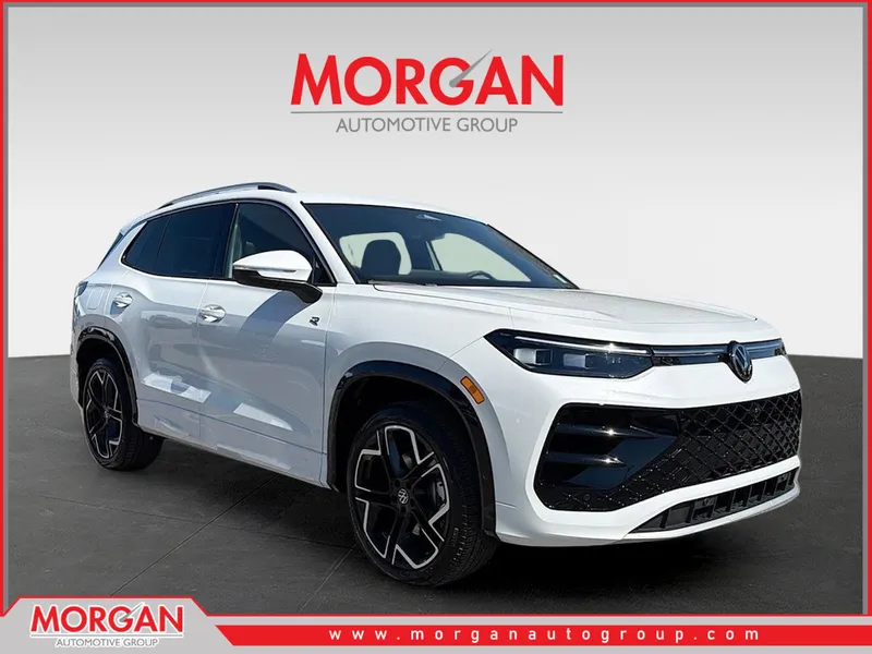 2026 Volkswagen Tiguan SEL R-Line Turbo in White Pearl — front three-quarter view