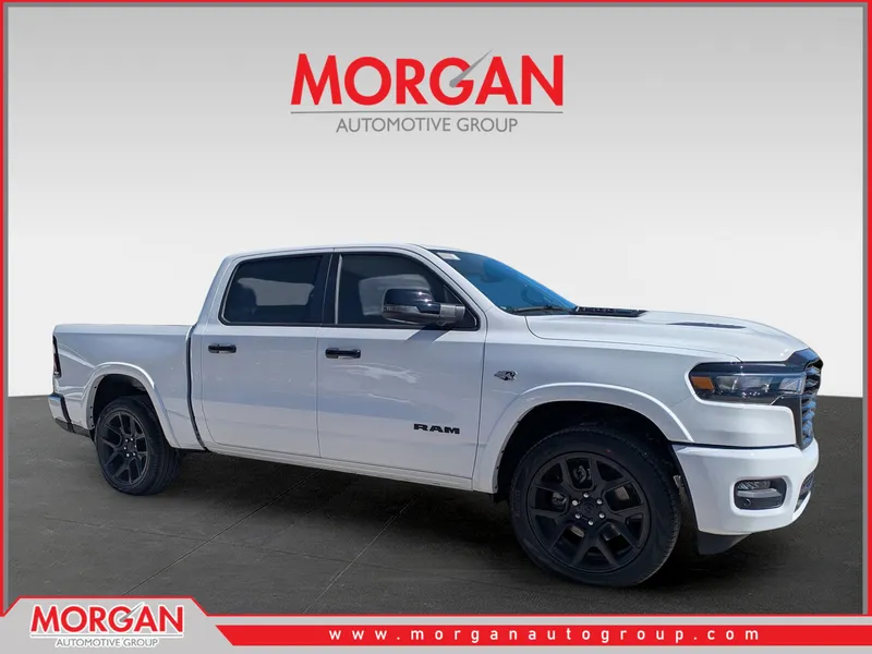 2026 Ram 1500 Laramie in White — front three-quarter view