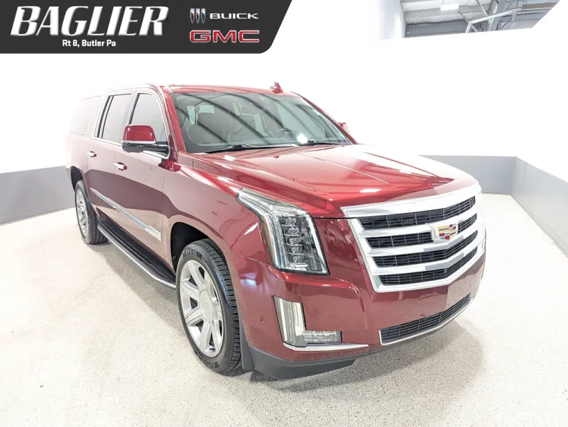 2020 Cadillac Escalade ESV Luxury in Red Passion Tintcoat — front three-quarter view