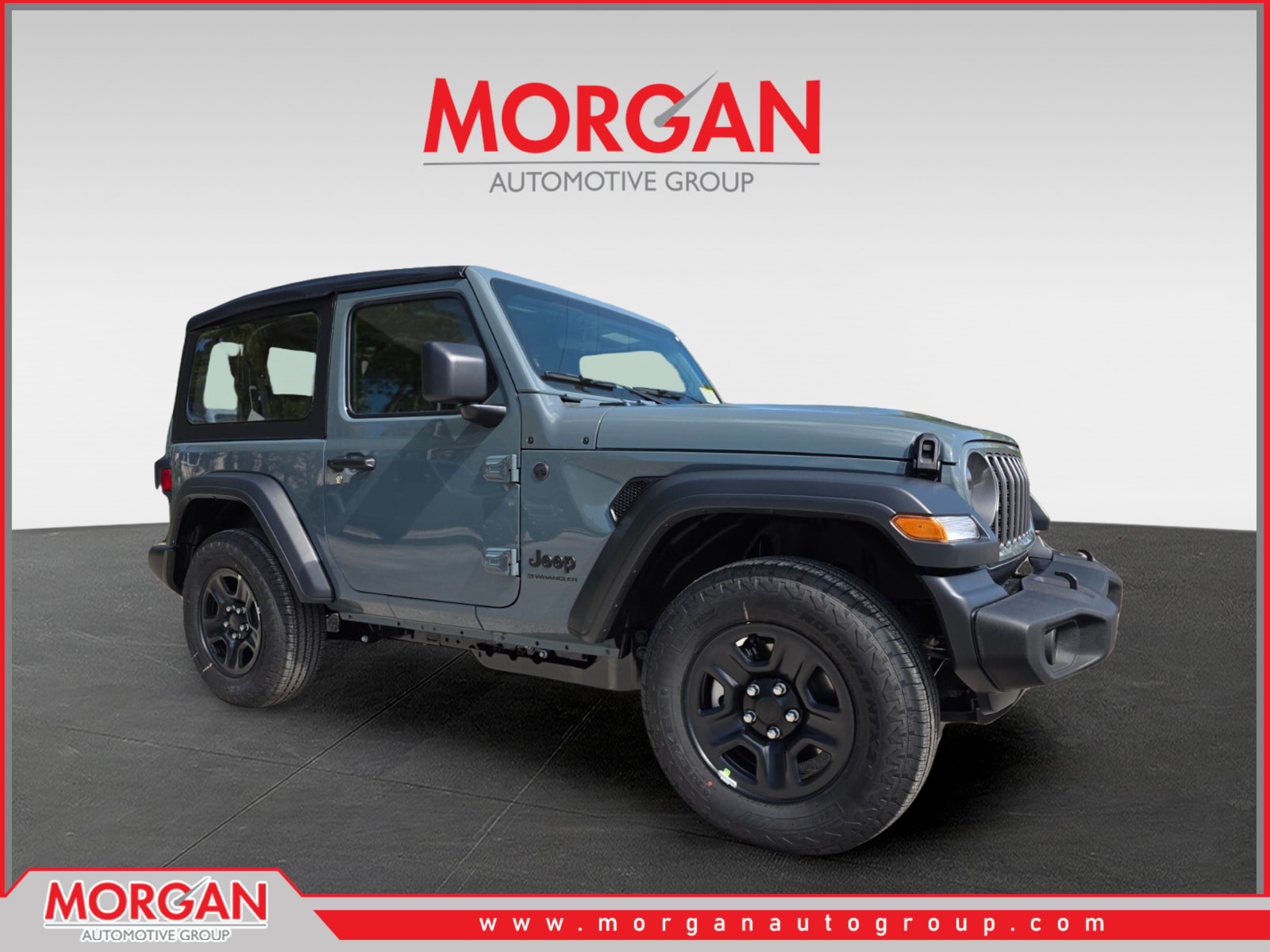 2026 Jeep Wrangler Sport in Gray — front three-quarter view