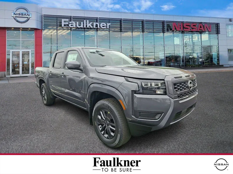 2026 Nissan Frontier Crew Cab SV in Gun Metallic — front three-quarter view